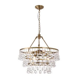 LightFixturesUSA - Glam Luxe Brass Tiered Crystal Raindrop Round Chandelier - Chandelier - Brass - 