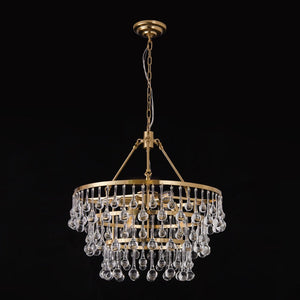 LightFixturesUSA - Glam Luxe Brass Tiered Crystal Raindrop Round Chandelier - Chandelier - Brass - 