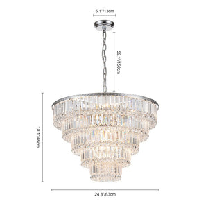 LightFixturesUSA - Glam Luxe Chrome 5 - Tier Crystal Round Chandelier - Chandelier - Chrome - 