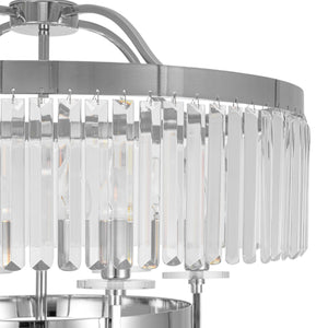 LightFixturesUSA-Glam Luxury 6-Light Faceted Crystal Round Cage Chandelier-Chandelier-Chrome-