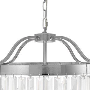 LightFixturesUSA-Glam Luxury 6-Light Faceted Crystal Round Cage Chandelier-Chandelier-Chrome-