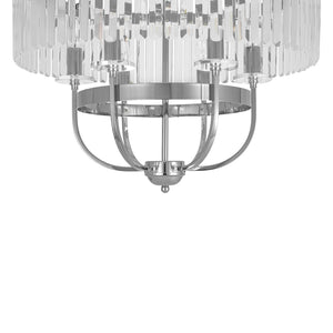 LightFixturesUSA-Glam Luxury 6-Light Faceted Crystal Round Cage Chandelier-Chandelier-Chrome-
