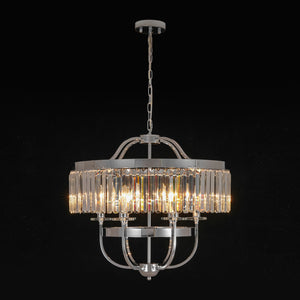 LightFixturesUSA-Glam Luxury 6-Light Faceted Crystal Round Cage Chandelier-Chandelier-Chrome-