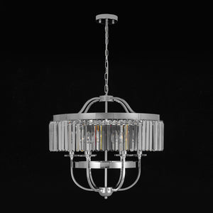 LightFixturesUSA-Glam Luxury 6-Light Faceted Crystal Round Cage Chandelier-Chandelier-Chrome-