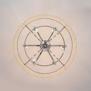 LightFixturesUSA-Glam Luxury 6-Light Faceted Crystal Round Cage Chandelier-Chandelier-Chrome-