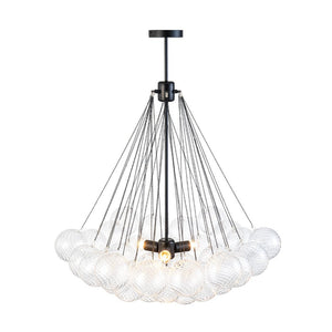 LightFixturesUSA - Glam Ribbed Glass Globe Textured Bubble Cluster Chandelier - Chandelier - Straight Ribbed Glass - 