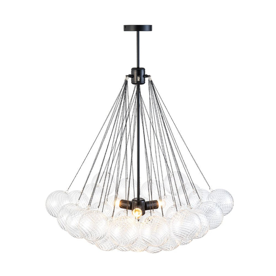 LightFixturesUSA - Glam Ribbed Glass Globe Textured Bubble Cluster Chandelier - Chandelier - Straight Ribbed Glass - 