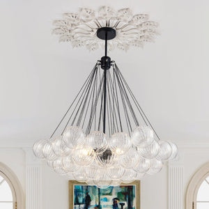 LightFixturesUSA - Glam Ribbed Glass Globe Textured Bubble Cluster Chandelier - Chandelier - Straight Ribbed Glass - 