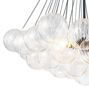 LightFixturesUSA - Glam Ribbed Glass Globe Textured Bubble Cluster Chandelier - Chandelier - Straight Ribbed Glass - 