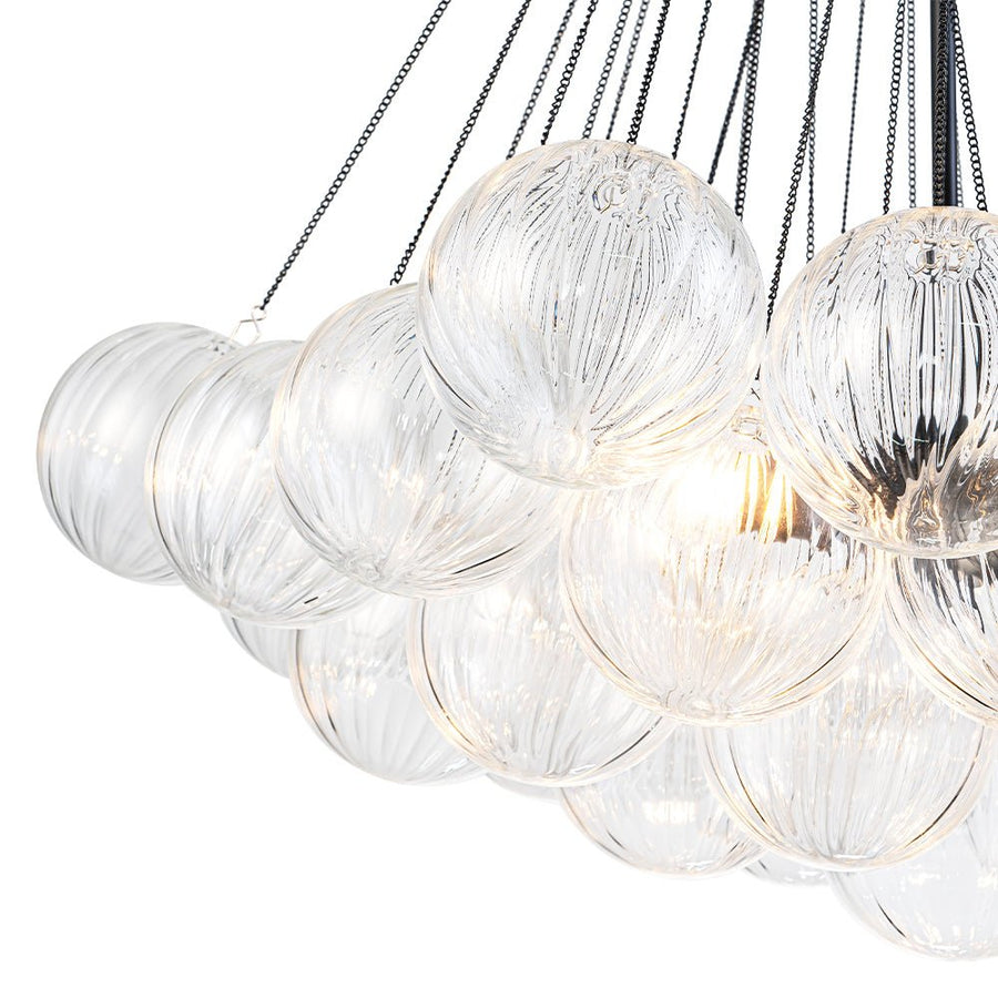 LightFixturesUSA - Glam Ribbed Glass Globe Textured Bubble Cluster Chandelier - Chandelier - Straight Ribbed Glass - 
