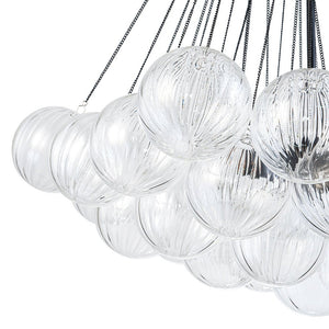 LightFixturesUSA - Glam Ribbed Glass Globe Textured Bubble Cluster Chandelier - Chandelier - Straight Ribbed Glass - 
