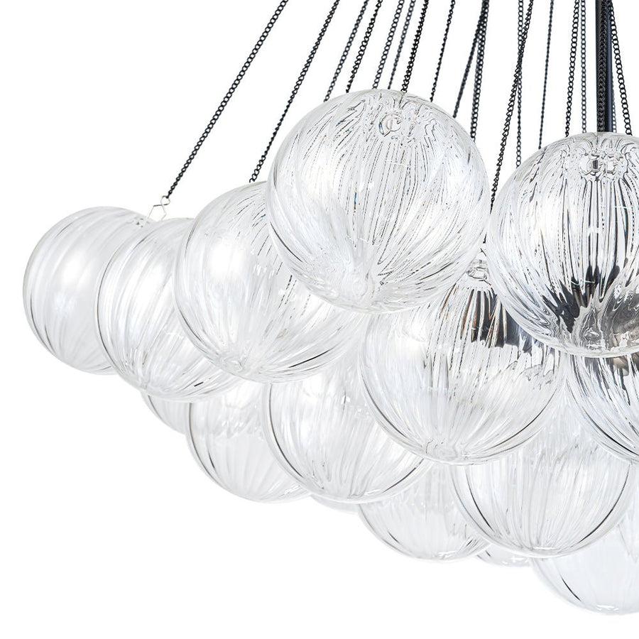 LightFixturesUSA - Glam Ribbed Glass Globe Textured Bubble Cluster Chandelier - Chandelier - Straight Ribbed Glass - 
