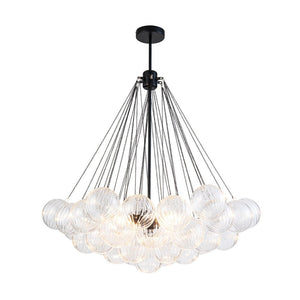 LightFixturesUSA - Glam Ribbed Glass Globe Textured Bubble Cluster Chandelier - Chandelier - Straight Ribbed Glass - 