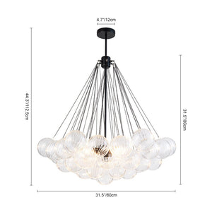 LightFixturesUSA - Glam Ribbed Glass Globe Textured Bubble Cluster Chandelier - Chandelier - Straight Ribbed Glass - 
