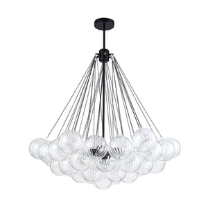 LightFixturesUSA - Glam Ribbed Glass Globe Textured Bubble Cluster Chandelier - Chandelier - Straight Ribbed Glass - 