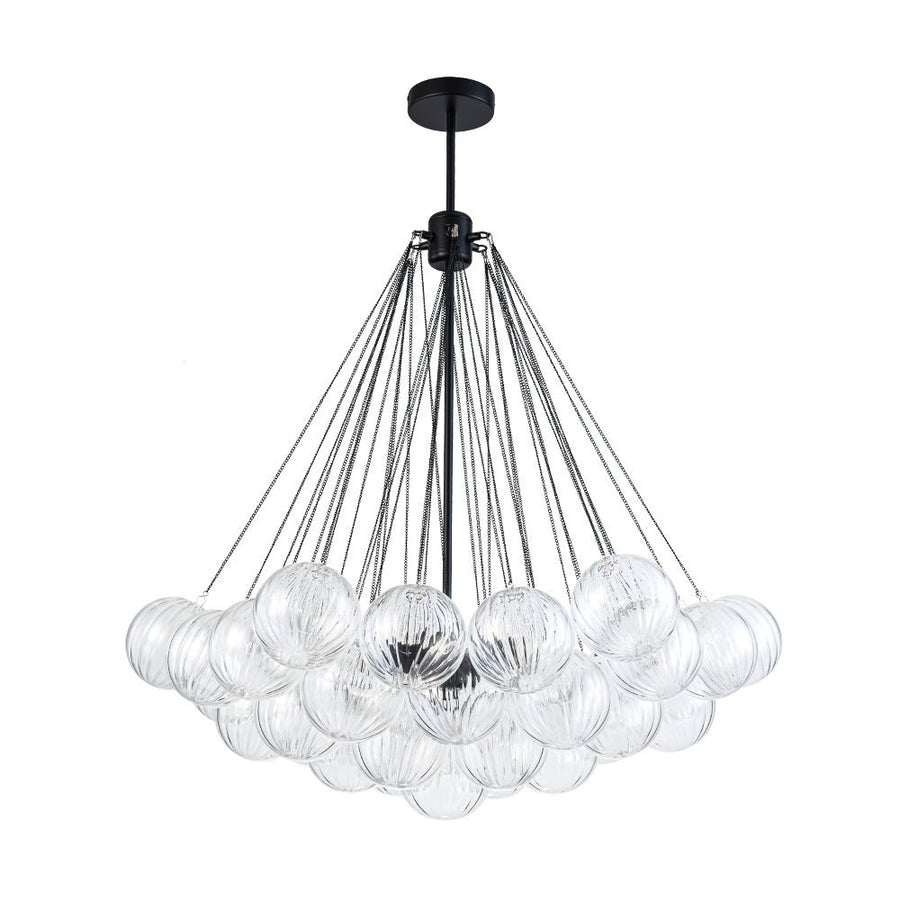 LightFixturesUSA - Glam Ribbed Glass Globe Textured Bubble Cluster Chandelier - Chandelier - Straight Ribbed Glass - 