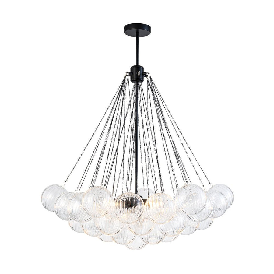 LightFixturesUSA - Glam Ribbed Glass Globe Textured Bubble Cluster Chandelier - Chandelier - Straight Ribbed Glass - 