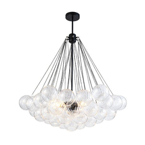 LightFixturesUSA - Glam Ribbed Glass Globe Textured Bubble Cluster Chandelier - Chandelier - Straight Ribbed Glass - 
