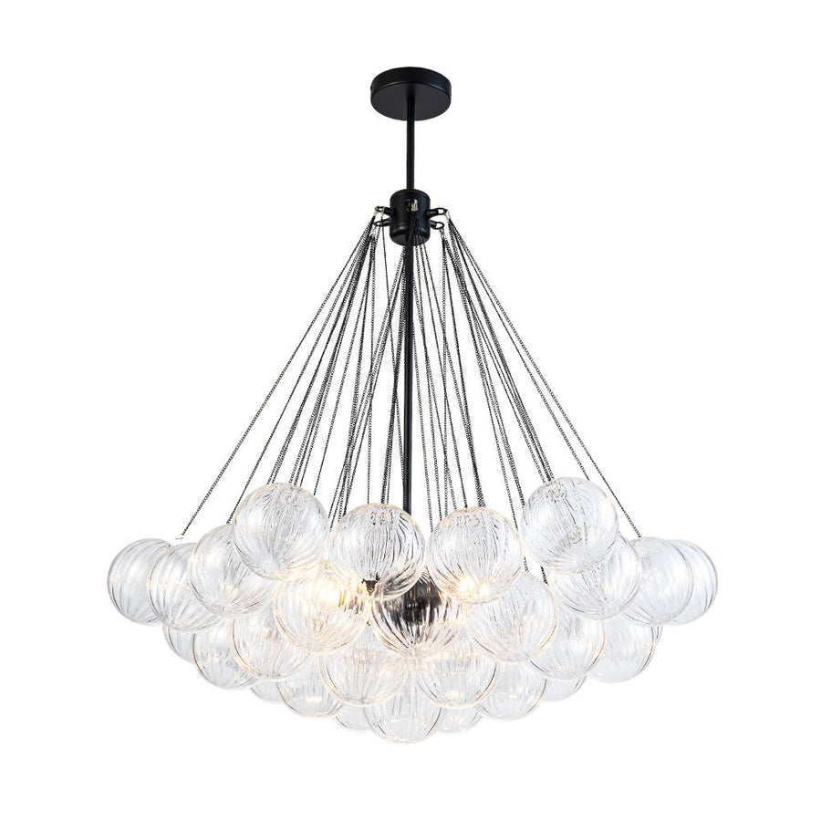 LightFixturesUSA - Glam Ribbed Glass Globe Textured Bubble Cluster Chandelier - Chandelier - Straight Ribbed Glass - 