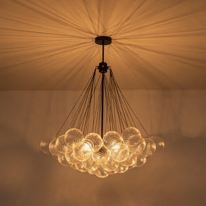 LightFixturesUSA - Glam Ribbed Glass Globe Textured Bubble Cluster Chandelier - Chandelier - Swirled Ribbed Glass - 