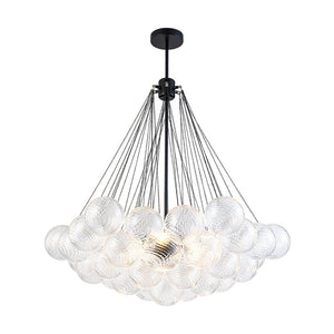 LightFixturesUSA - Glam Ribbed Glass Globe Textured Bubble Cluster Chandelier - Chandelier - Swirled Ribbed Glass - 
