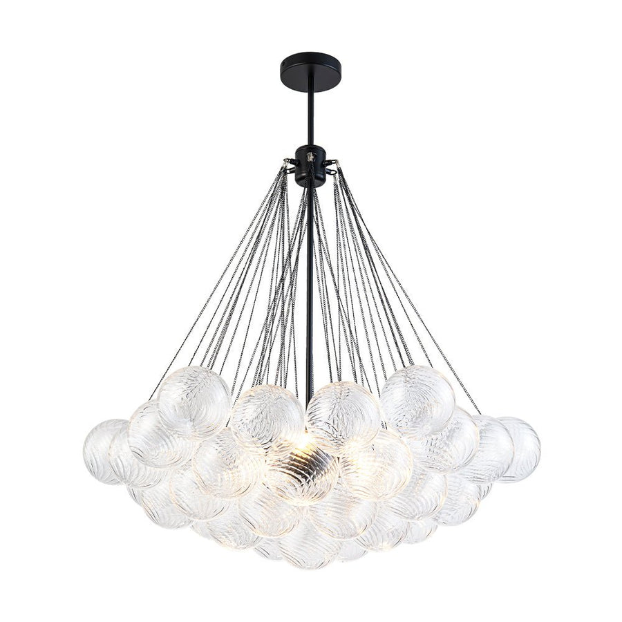 LightFixturesUSA - Glam Ribbed Glass Globe Textured Bubble Cluster Chandelier - Chandelier - Swirled Ribbed Glass - 