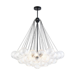LightFixturesUSA - Glam Ribbed Glass Globe Textured Bubble Cluster Chandelier - Chandelier - Swirled Ribbed Glass - 