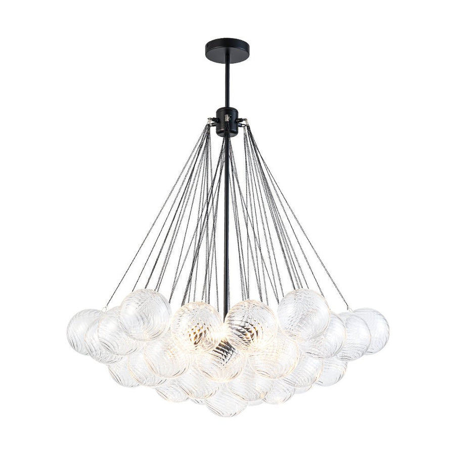 LightFixturesUSA - Glam Ribbed Glass Globe Textured Bubble Cluster Chandelier - Chandelier - Swirled Ribbed Glass - 
