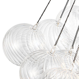 LightFixturesUSA - Glam Ribbed Glass Globe Textured Bubble Cluster Chandelier - Chandelier - Swirled Ribbed Glass - 