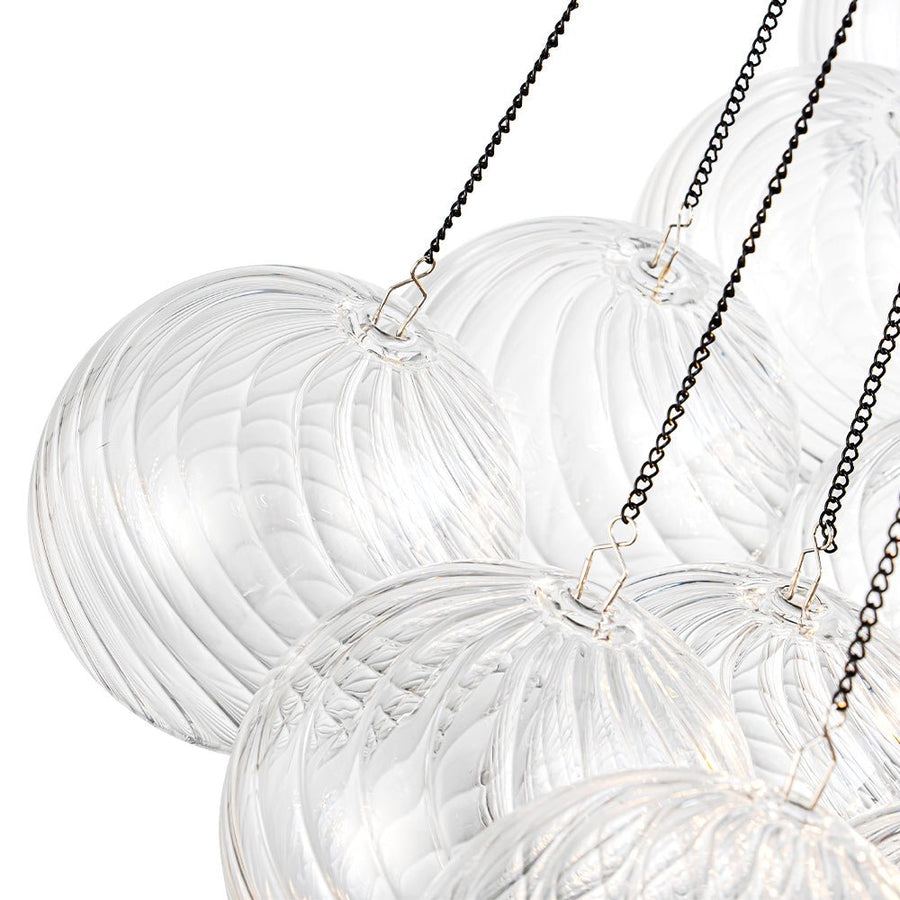 LightFixturesUSA - Glam Ribbed Glass Globe Textured Bubble Cluster Chandelier - Chandelier - Swirled Ribbed Glass - 