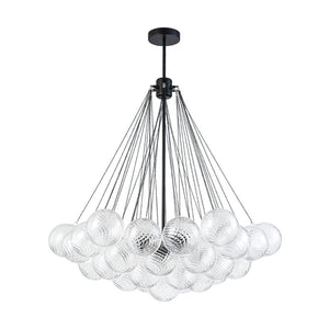 LightFixturesUSA - Glam Ribbed Glass Globe Textured Bubble Cluster Chandelier - Chandelier - Swirled Ribbed Glass - 