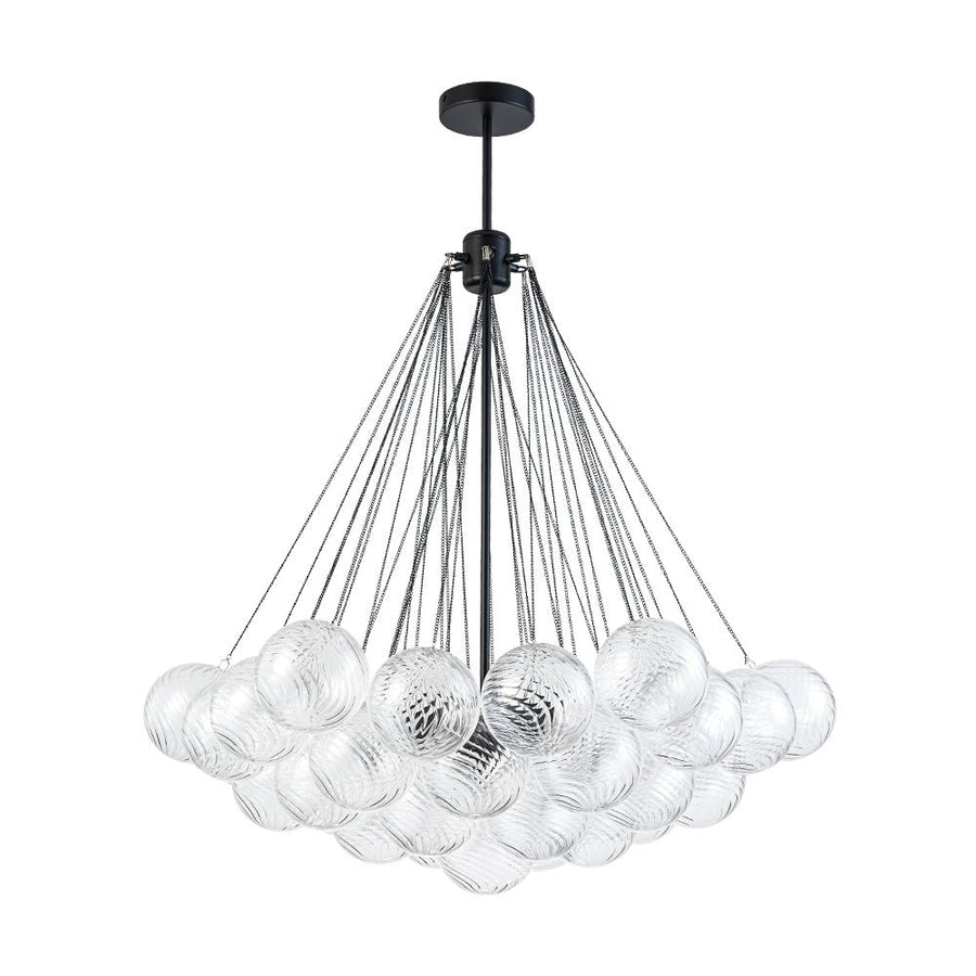 LightFixturesUSA - Glam Ribbed Glass Globe Textured Bubble Cluster Chandelier - Chandelier - Swirled Ribbed Glass - 