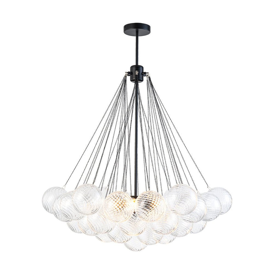 LightFixturesUSA - Glam Ribbed Glass Globe Textured Bubble Cluster Chandelier - Chandelier - Swirled Ribbed Glass - 
