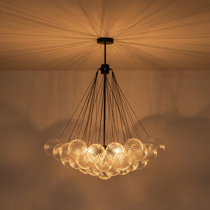 LightFixturesUSA - Glam Ribbed Glass Globe Textured Bubble Cluster Chandelier - Chandelier - Swirled Ribbed Glass - 