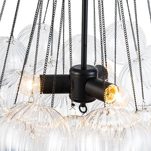 LightFixturesUSA - Glam Ribbed Glass Globe Textured Bubble Cluster Chandelier - Chandelier - Swirled Ribbed Glass - 
