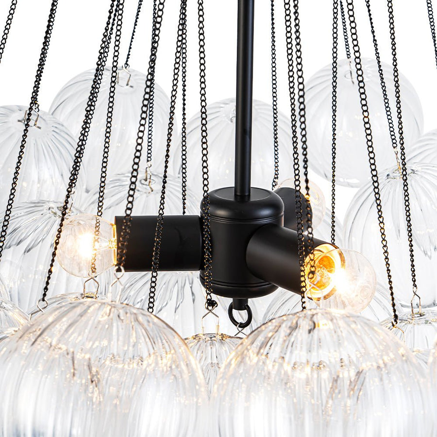 LightFixturesUSA - Glam Ribbed Glass Globe Textured Bubble Cluster Chandelier - Chandelier - Swirled Ribbed Glass - 