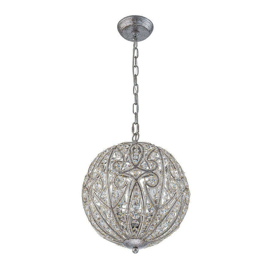 LightFixturesUSA - Glam Shabby Chic Crystal Globe Chandelier Distressed Silver - Chandelier - 6 - Lt - 