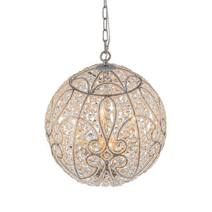 LightFixturesUSA - Glam Shabby Chic Crystal Globe Chandelier Distressed Silver - Chandelier - 6 - Lt - 