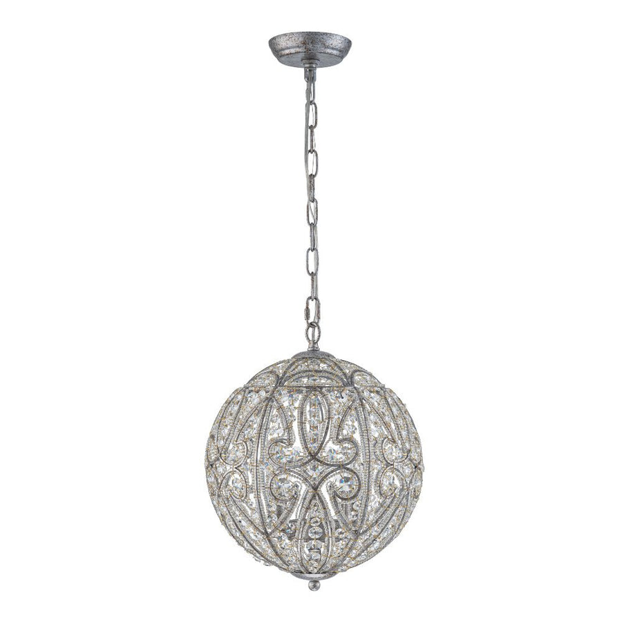 LightFixturesUSA - Glam Shabby Chic Crystal Globe Chandelier Distressed Silver - Chandelier - 6 - Lt - 