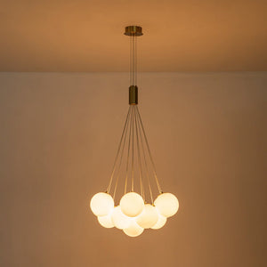 LightFixturesUSA - Glam Shine Opal Glass Globe Cluster Bubble Chandelier - Chandelier - Brushed Brass - 