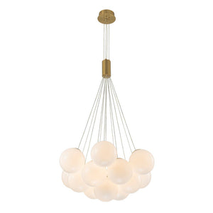 LightFixturesUSA - Glam Shine Opal Glass Globe Cluster Bubble Chandelier - Chandelier - Brushed Brass - 