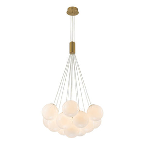 LightFixturesUSA - Glam Shine Opal Glass Globe Cluster Bubble Chandelier - Chandelier - Brushed Brass - 