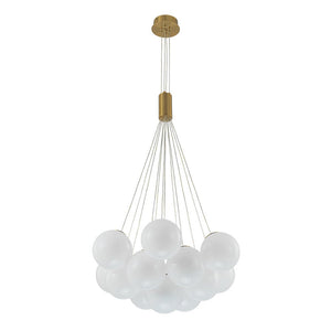 LightFixturesUSA - Glam Shine Opal Glass Globe Cluster Bubble Chandelier - Chandelier - Brushed Brass - 