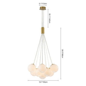 LightFixturesUSA - Glam Shine Opal Glass Globe Cluster Bubble Chandelier - Chandelier - Brushed Brass - 