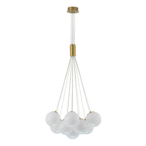 LightFixturesUSA - Glam Shine Opal Glass Globe Cluster Bubble Chandelier - Chandelier - Brushed Brass - 