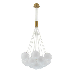 LightFixturesUSA - Glam Shine Opal Glass Globe Cluster Bubble Chandelier - Chandelier - Brushed Brass - 
