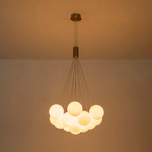 LightFixturesUSA - Glam Shine Opal Glass Globe Cluster Bubble Chandelier - Chandelier - Brushed Brass - 