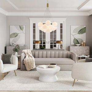 LightFixturesUSA - Glam Shine Opal Glass Globe Cluster Bubble Chandelier - Chandelier - Brushed Brass - 