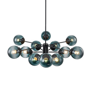 LightFixturesUSA - Glam Tiered Blue Glass Globe Bubble Sputnik Chandelier - Chandelier - Black - 