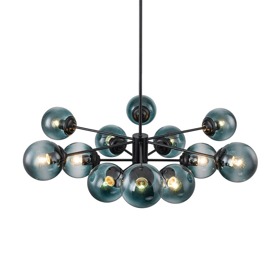LightFixturesUSA - Glam Tiered Blue Glass Globe Bubble Sputnik Chandelier - Chandelier - Black - 